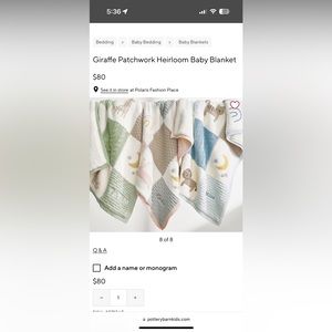 BABY MAVERICK ** PBK Personalized Giraffe Patchwork Heirloom Baby Blanket